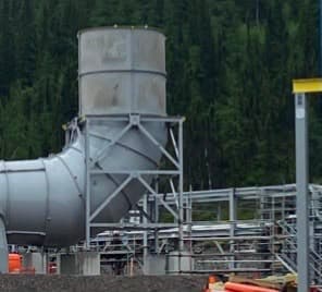 Large fabricated exhaust stack installed at a processing site